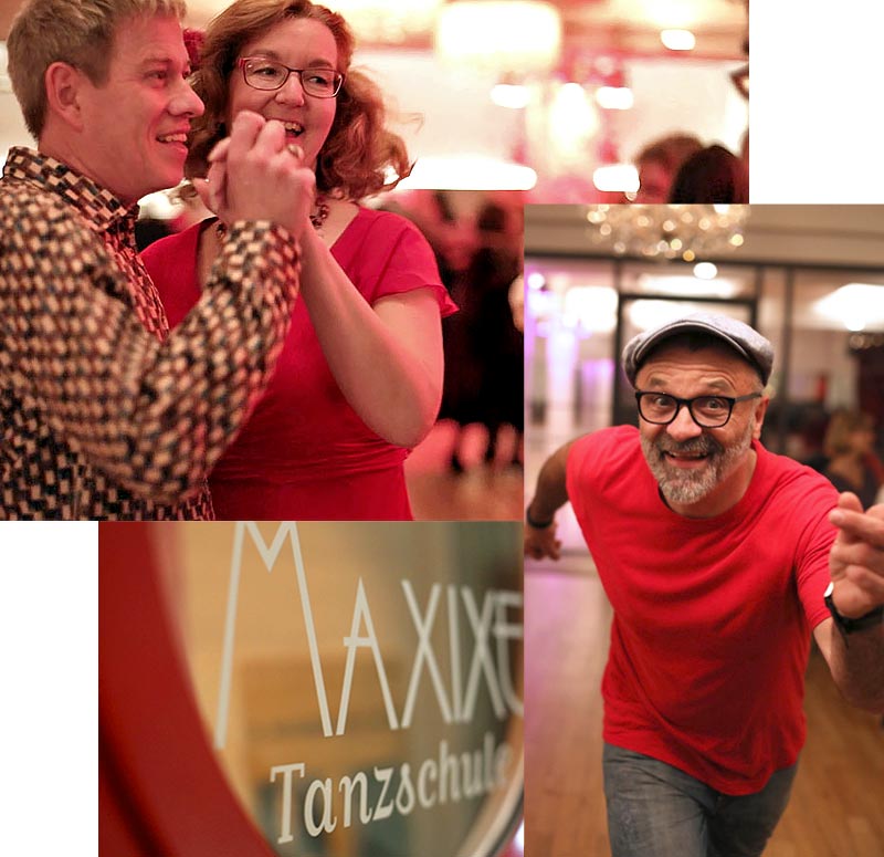 Collage Tanzschule Tanzlehrer und Türfenster